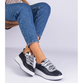 Zapatillas negras para mujeres decoradas con brillo negro 2