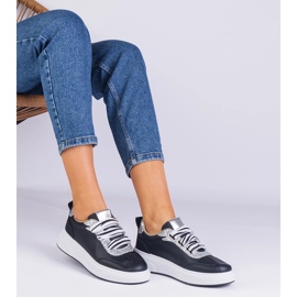 Zapatillas negras para mujeres decoradas con brillo negro 3