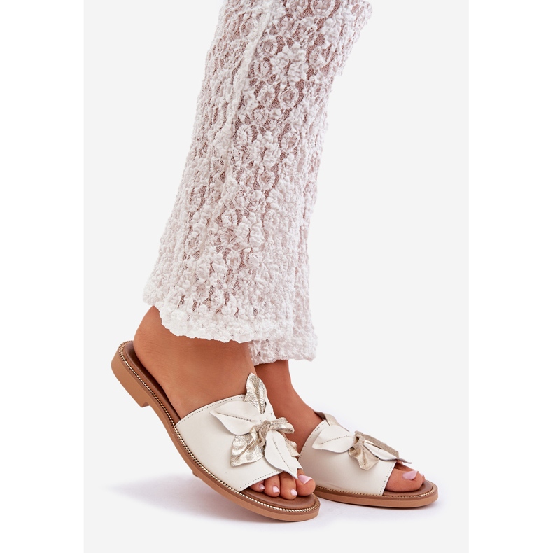 Zapatillas con decoración de cuero natural Zazoo 3667 White blanco 1