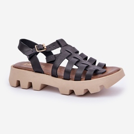 Sandalias de cuero para mujeres Zazoo 3695 Negro 4