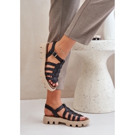Sandalias de cuero para mujeres Zazoo 3695 Negro 5