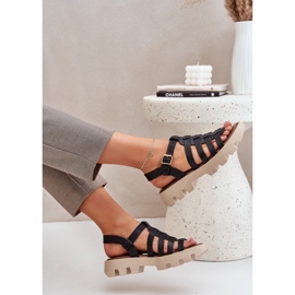 Sandalias de cuero para mujeres Zazoo 3695 Negro 6
