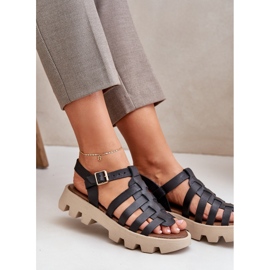 Sandalias de cuero para mujeres Zazoo 3695 Negro 8