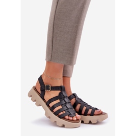 Sandalias de cuero para mujeres Zazoo 3695 Negro 1