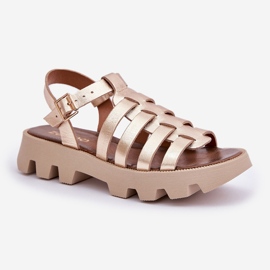 Sandalias de cuero para mujeres Zazoo 3695 PLN dorado 4