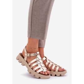 Sandalias de cuero para mujeres Zazoo 3695 PLN dorado 1