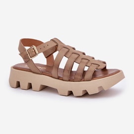 Sandalias de cuero para mujeres Zazoo 3695 beige 4