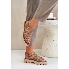 Sandalias de cuero para mujeres Zazoo 3695 beige 5