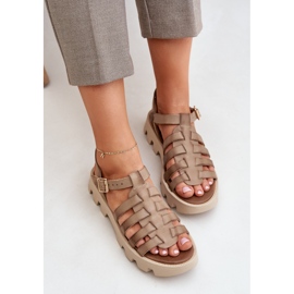 Sandalias de cuero para mujeres Zazoo 3695 beige 8