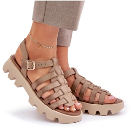 Sandalias de cuero para mujeres Zazoo 3695 beige 9