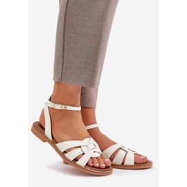 Lewski Shoes Zazoo 3688 ECRU, sandalias de fútbol plano blanco 1