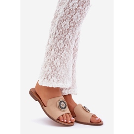 Lewski Shoes Chanclas de cuero con lewski de cañón plano 3047/o beige marrón 6