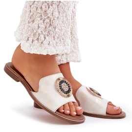 Lewski Shoes Chanclas de cuero con lewski de cañón plano 3047/o -golden limpio dorado 9