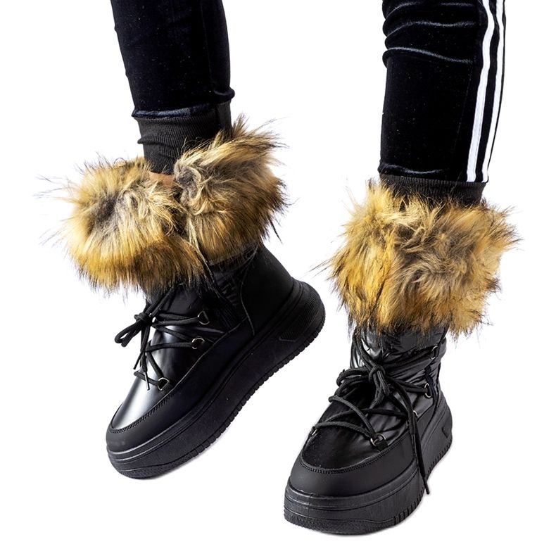 News Botas de nieve para mujeres con pelaje 23sn26-6567 negro 1