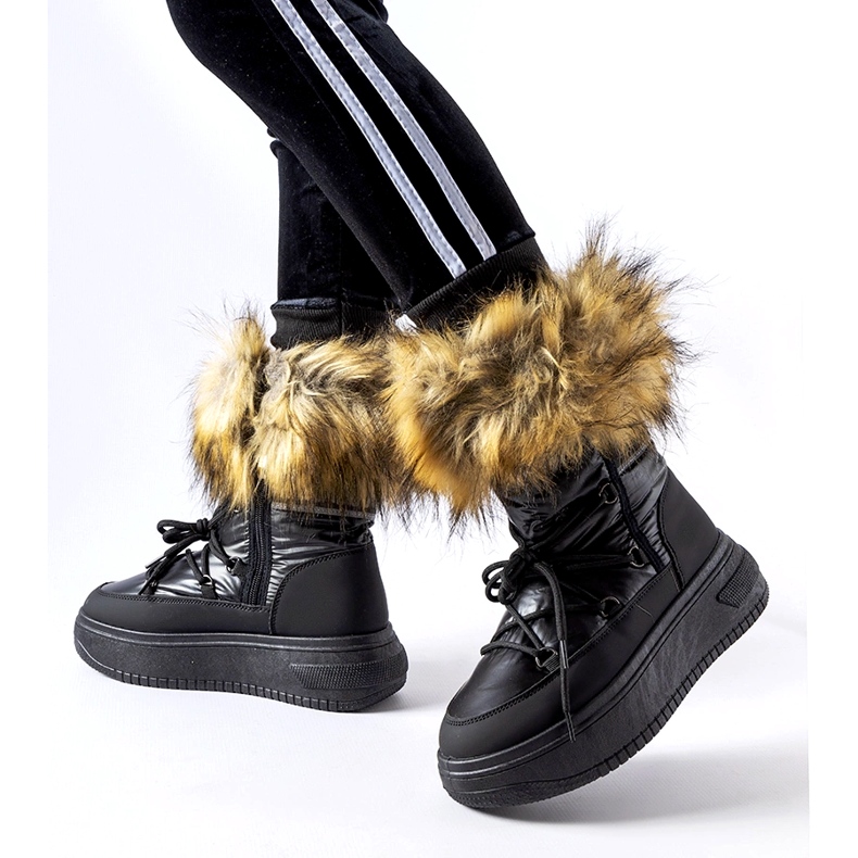 News Botas de nieve para mujeres con pelaje 23sn26-6567 negro 2