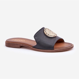 Aletas de cuero con decoración plana Zazoo 3047/o Negro 3