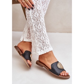 Aletas de cuero con decoración plana Zazoo 3047/o Negro 5
