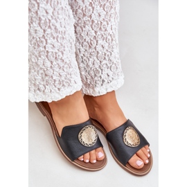 Aletas de cuero con decoración plana Zazoo 3047/o Negro 6