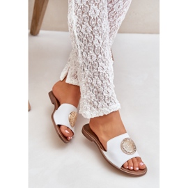 Aletas de cuero con decoración plana Zazoo 3047/o White blanco 7
