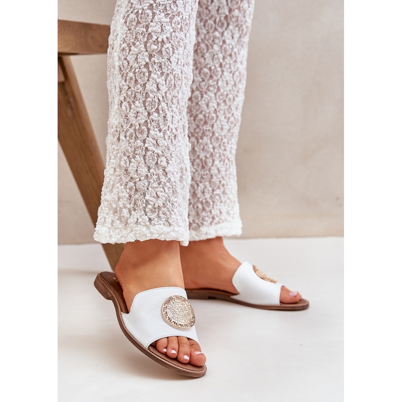 Aletas de cuero con decoración plana Zazoo 3047/o White blanco 2