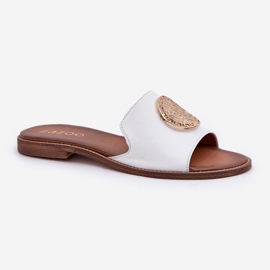 Aletas de cuero con decoración plana Zazoo 3047/o White blanco 4