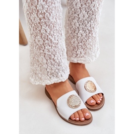 Aletas de cuero con decoración plana Zazoo 3047/o White blanco 3