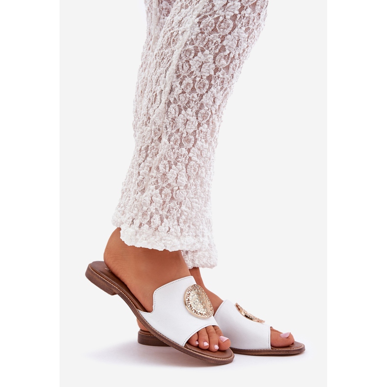 Aletas de cuero con decoración plana Zazoo 3047/o White blanco 1