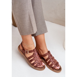 Zazoo Sandalias de cuero con plano 3686 marrón 7