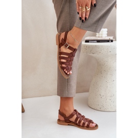 Zazoo Sandalias de cuero con plano 3686 marrón 5