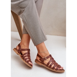 Zazoo Sandalias de cuero con plano 3686 marrón 6