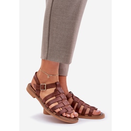 Zazoo Sandalias de cuero con plano 3686 marrón 1