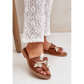 Zapatillas con decoración de cuero natural Zazoo 3574/z Camel marrón 2