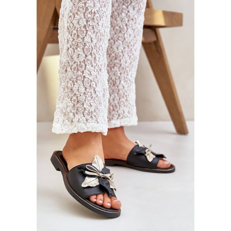 Zapatillas con decoración de cuero natural Zazoo 3574/z negro 2