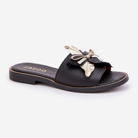 Zapatillas con decoración de cuero natural Zazoo 3574/z negro 4