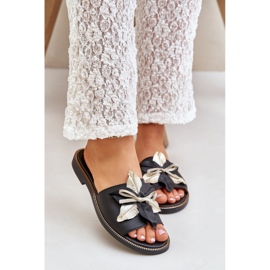 Zapatillas con decoración de cuero natural Zazoo 3574/z negro 3