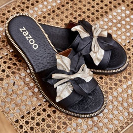 Zapatillas con decoración de cuero natural Zazoo 3574/z negro 9