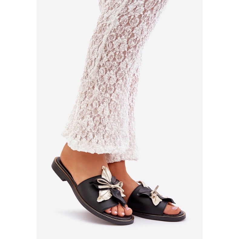 Zapatillas con decoración de cuero natural Zazoo 3574/z negro 1