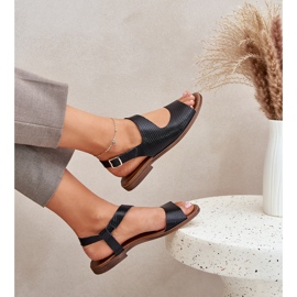 Lewski Shoes Sandalias de cuero para la hebilla con bombeo lewski 3041 negro 7