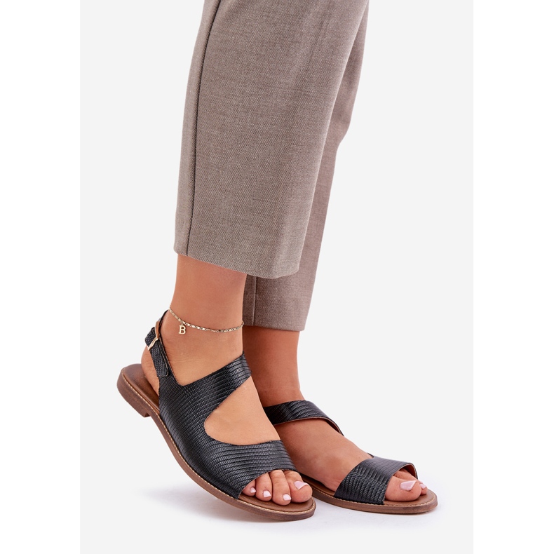 Lewski Shoes Sandalias de cuero para la hebilla con bombeo lewski 3041 negro 1