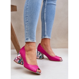 Lewski Shoes Bombas de cuero con un tacón decorativo LEWSKI ZAPATOS 2608/K FUCHSJA rosa 2