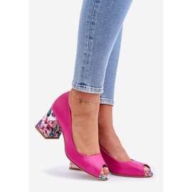 Lewski Shoes Bombas de cuero con un tacón decorativo LEWSKI ZAPATOS 2608/K FUCHSJA rosa 1