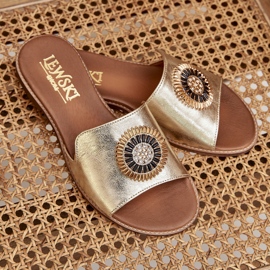 Aletas de cuero con decoración de cañón plano Zazoo 3047/o Dorado 2