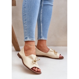 Zazoo 2660 Ballerinas de cuero beige de luz para mujeres 2