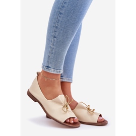 Zazoo 2660 Ballerinas de cuero beige de luz para mujeres 1