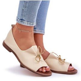 Zazoo 2660 Ballerinas de cuero beige de luz para mujeres 8