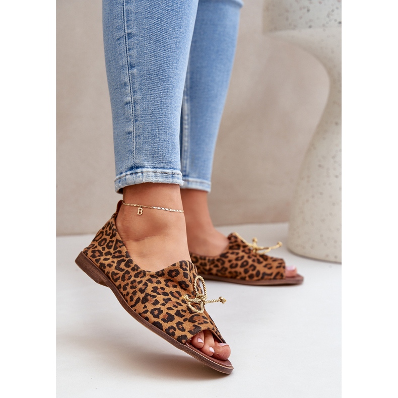 Zazoo 2660 Ballerinas de cuero para mujeres con estampado de leopardo marrón 2