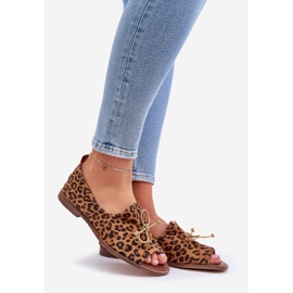 Zazoo 2660 Ballerinas de cuero para mujeres con estampado de leopardo marrón 1