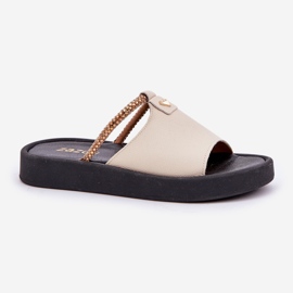 Zazoo 2896 zapatillas de cuero para mujeres beige 4
