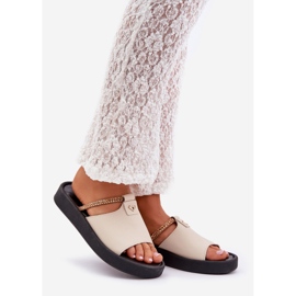 Zazoo 2896 zapatillas de cuero para mujeres beige 1