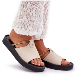 Zazoo 2896 zapatillas de cuero para mujeres beige 9